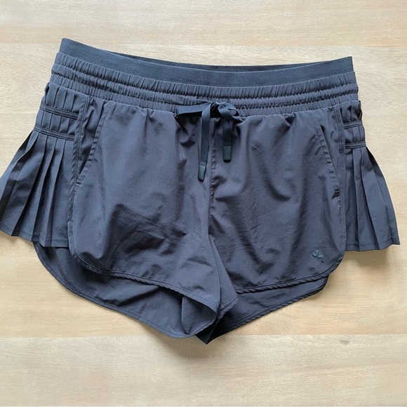 Women's JoyLab Black High-Rise Pleated Side Athletic Shorts - Picture 2 of 8